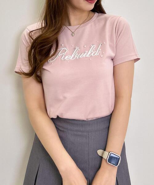 INGNI（イング）の「パールロゴTシャツ／A（Tシャツ/カットソー・レディース・ライトピンク/ライトブルー/オフホワイト/ブラック・M）」の4枚目の写真