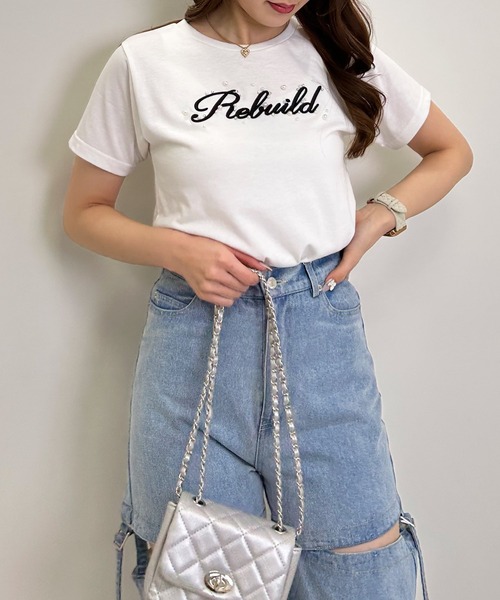 INGNI（イング）の「パールロゴTシャツ／A（Tシャツ/カットソー・レディース・ライトピンク/ライトブルー/オフホワイト/ブラック・M）」の11枚目の写真