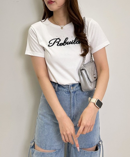 INGNI（イング）の「パールロゴTシャツ／A（Tシャツ/カットソー・レディース・ライトピンク/ライトブルー/オフホワイト/ブラック・M）」の12枚目の写真