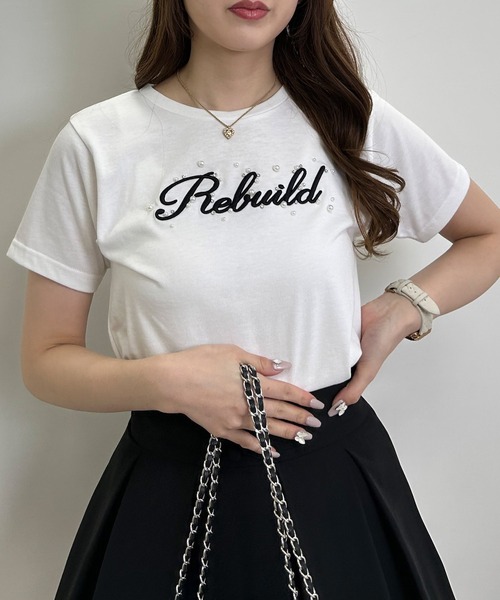 INGNI（イング）の「パールロゴTシャツ／A（Tシャツ/カットソー・レディース・ライトピンク/ライトブルー/オフホワイト/ブラック・M）」の6枚目の写真