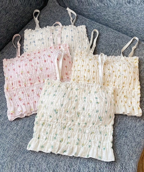 Miniministore(ミニミニストア)の「カップ付き シャーリング花柄キャミソール(キャミソール・レディース・イエロー/グリーン/ピンク/ブルー・FREE)」の11枚目の写真
