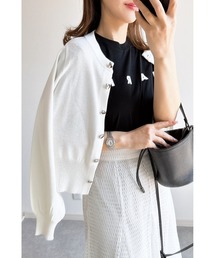 &. NOSTALGIA | 【ZOZO限定】UVカットハート釦クルーネックシャリカーディガン(カーディガン/ボレロ)