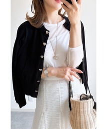 &. NOSTALGIA | 【ZOZO限定】UVカットハート釦クルーネックシャリカーディガン(カーディガン/ボレロ)