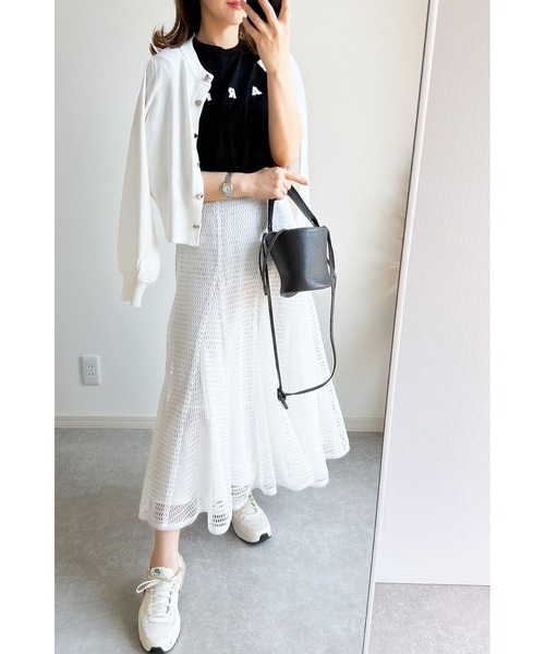 &. NOSTALGIA(アンドドットノスタルジア)の「【ZOZO限定】UVカットハート釦クルーネックシャリカーディガン(カーディガン/ボレロ・レディース・ホワイト/グレー/ブラック・M)」の14枚目の写真