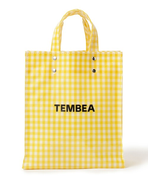 TEMBEA チェック柄 トートバッグ Paper Tote Medium - PVC(ONE Check Beige×Yellow/チェック