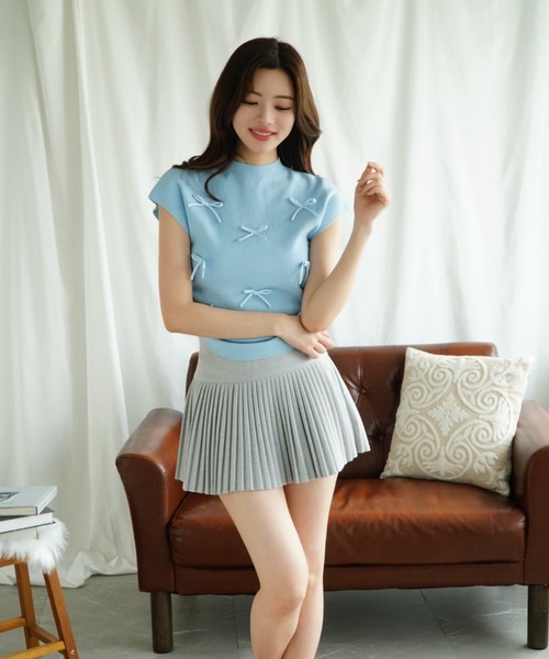 Jasmine Grandiflorum(ジャスミングランディフローラム)の「【Jasmine】リボンノンスリーブニットトップス (SS)(Tシャツ/カットソー・レディース・ブラック/ブルー/ベージュ/ライトグリーン/ピンク・FREE)」の19枚目の写真