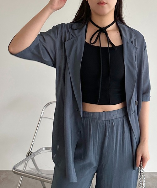 apres jour mignon（アプレジュールミニョン）の「アソートシアーレースジャケット【SET UP可能】【ZOZOTOWN限定アイテム】（テーラードジャケット・レディース・チャコールグレー/ブラック系その他2/ダークブルー/アイボリー/ブラック・X-LARGE/フリー）」の12枚目の写真