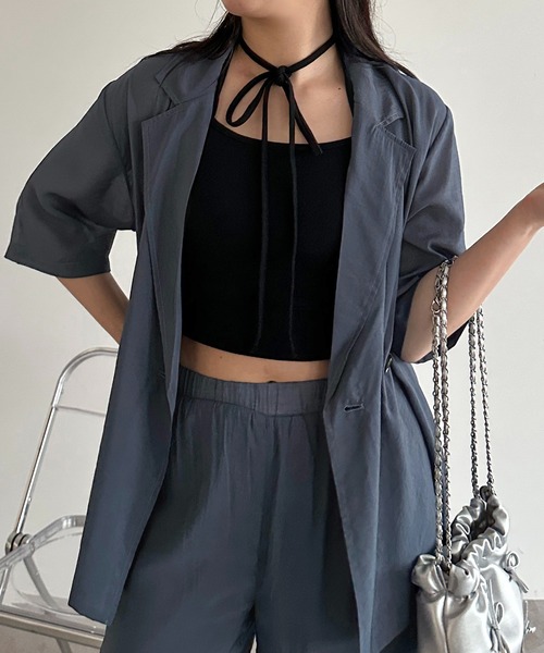 apres jour mignon（アプレジュールミニョン）の「アソートシアーレースジャケット【SET UP可能】【ZOZOTOWN限定アイテム】（テーラードジャケット・レディース・チャコールグレー/ブラック系その他2/ダークブルー/アイボリー/ブラック・X-LARGE/フリー）」の10枚目の写真