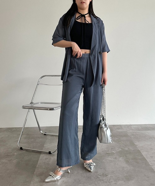 apres jour mignon（アプレジュールミニョン）の「アソートシアーレースジャケット【SET UP可能】【ZOZOTOWN限定アイテム】（テーラードジャケット・レディース・チャコールグレー/ブラック系その他2/ダークブルー/アイボリー/ブラック・X-LARGE/フリー）」の8枚目の写真