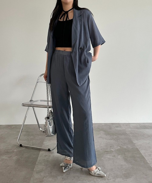 apres jour mignon（アプレジュールミニョン）の「アソートシアーレースジャケット【SET UP可能】【ZOZOTOWN限定アイテム】（テーラードジャケット・レディース・チャコールグレー/ブラック系その他2/ダークブルー/アイボリー/ブラック・X-LARGE/フリー）」の7枚目の写真