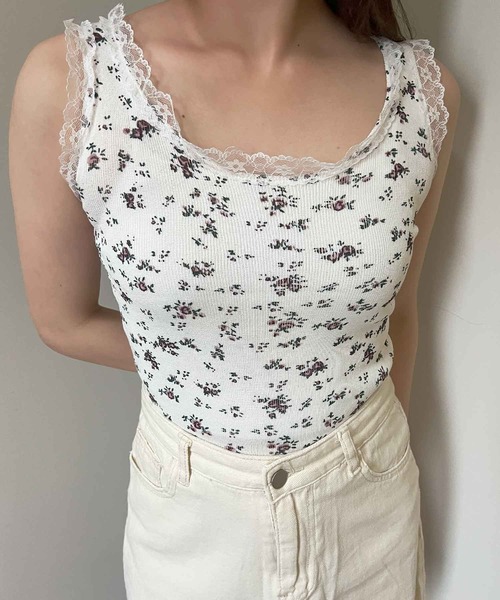 花柄タンクトップとレギンスセット HYS SHOP ヨガウェア レディース 上下 2点セット タンクトップ