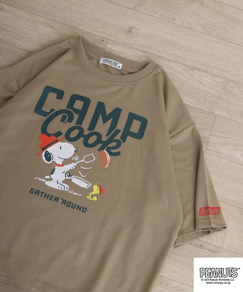 PEANUTS(ピーナッツ)の「PEANUTS ミニ裏毛半袖トレーナー(Tシャツ/カットソー・メンズ・ネイビー/ピンクベージュ/杢グレー/グリーン系その他/チャコール/ベージュ・LL/L/M)」の4枚目の写真