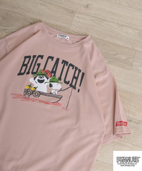 PEANUTS(ピーナッツ)の「PEANUTS ミニ裏毛半袖トレーナー(Tシャツ/カットソー・メンズ・ネイビー/ピンクベージュ/杢グレー/グリーン系その他/チャコール/ベージュ・LL/L/M)」の6枚目の写真