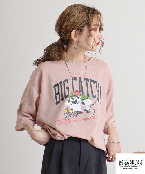 PEANUTS(ピーナッツ)の「PEANUTS ミニ裏毛半袖トレーナー(Tシャツ/カットソー・メンズ・ネイビー/ピンクベージュ/杢グレー/グリーン系その他/チャコール/ベージュ・LL/L/M)」の17枚目の写真