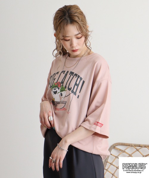 PEANUTS(ピーナッツ)の「PEANUTS ミニ裏毛半袖トレーナー(Tシャツ/カットソー・メンズ・ネイビー/ピンクベージュ/杢グレー/グリーン系その他/チャコール/ベージュ・LL/L/M)」の18枚目の写真