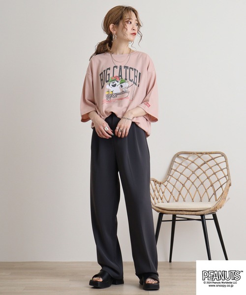 PEANUTS(ピーナッツ)の「PEANUTS ミニ裏毛半袖トレーナー(Tシャツ/カットソー・メンズ・ネイビー/ピンクベージュ/杢グレー/グリーン系その他/チャコール/ベージュ・LL/L/M)」の20枚目の写真
