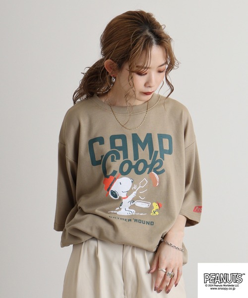 PEANUTS(ピーナッツ)の「PEANUTS ミニ裏毛半袖トレーナー(Tシャツ/カットソー・メンズ・ネイビー/ピンクベージュ/杢グレー/グリーン系その他/チャコール/ベージュ・LL/L/M)」の12枚目の写真