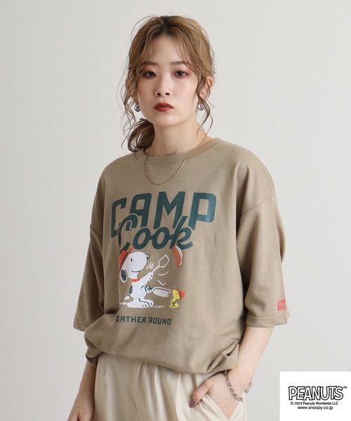 PEANUTS(ピーナッツ)の「PEANUTS ミニ裏毛半袖トレーナー(Tシャツ/カットソー・メンズ・ネイビー/ピンクベージュ/杢グレー/グリーン系その他/チャコール/ベージュ・LL/L/M)」の13枚目の写真