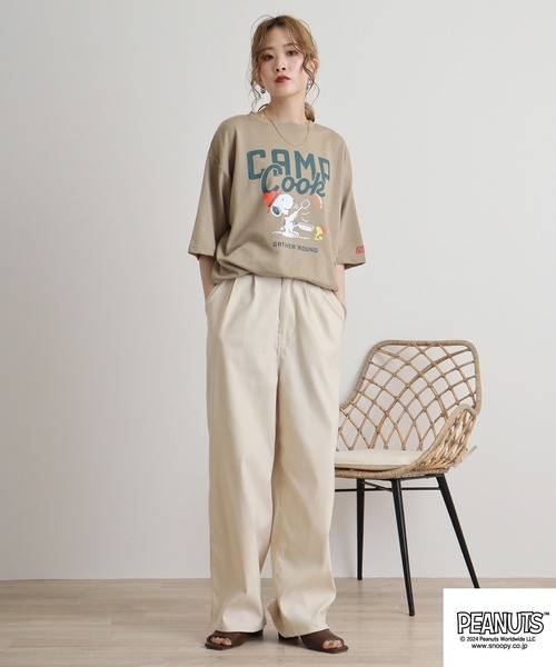PEANUTS(ピーナッツ)の「PEANUTS ミニ裏毛半袖トレーナー(Tシャツ/カットソー・メンズ・ネイビー/ピンクベージュ/杢グレー/グリーン系その他/チャコール/ベージュ・LL/L/M)」の15枚目の写真
