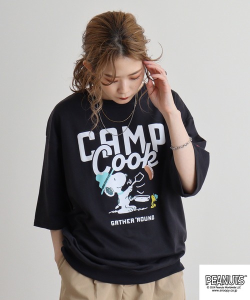 PEANUTS(ピーナッツ)の「PEANUTS ミニ裏毛半袖トレーナー(Tシャツ/カットソー・メンズ・ネイビー/ピンクベージュ/杢グレー/グリーン系その他/チャコール/ベージュ・LL/L/M)」の7枚目の写真