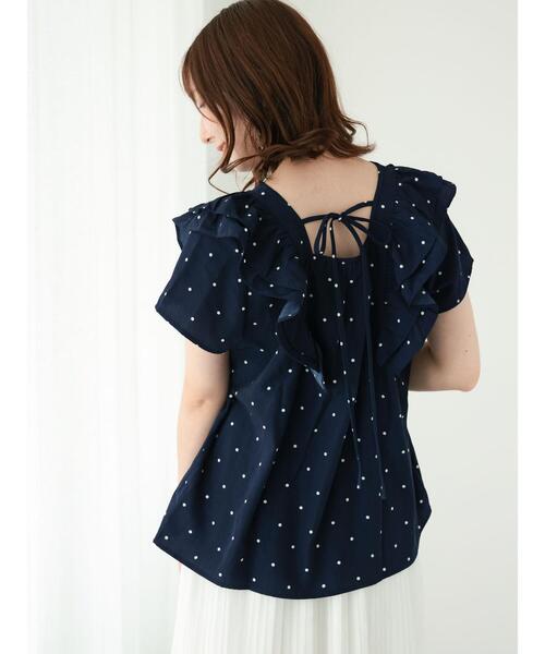 Te chichi TERRASSE（テチチテラス）の「ドット肩フリルブラウス（シャツ/ブラウス・レディース・オフホワイト/ブラック/ネイビー・F）」の3枚目の写真