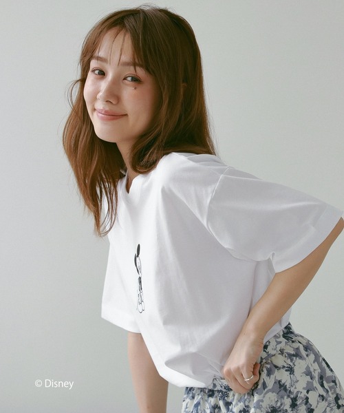 N WITH.（エヌウィズ）の「mickey TEE front（Tシャツ/カットソー・レディース・アイボリー/ブラック・FREE）」の5枚目の写真