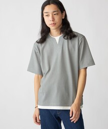 SHIPS: フェイクレイヤード キーネック Tシャツ