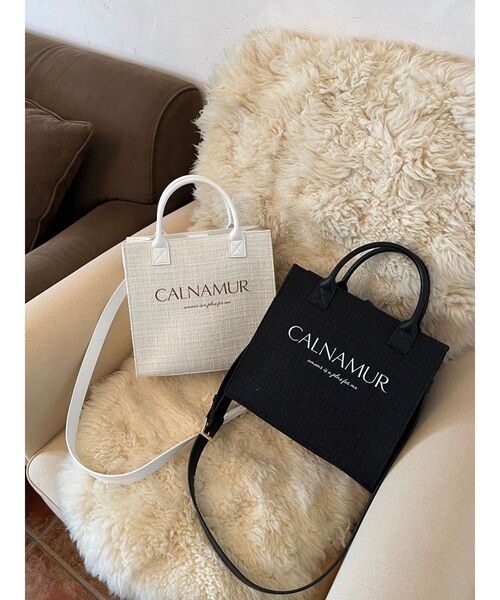 CALNAMUR（カルナムール）の「TWEED LOGO BAG（ハンドバッグ・レディース・ブラック/ピンク/ホワイト・FREE）」の4枚目の写真