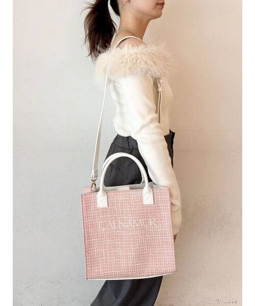CALNAMUR（カルナムール）の「TWEED LOGO BAG（ハンドバッグ・レディース・ブラック/ピンク/ホワイト・FREE）」の5枚目の写真