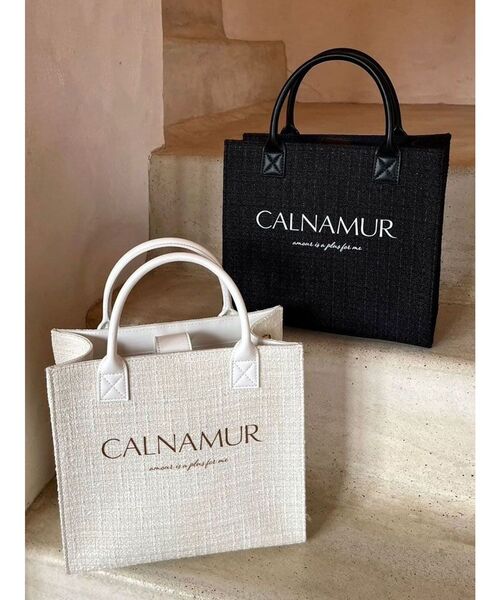 CALNAMUR（カルナムール）の「TWEED LOGO BAG（ハンドバッグ・レディース・ブラック/ピンク/ホワイト・FREE）」の7枚目の写真