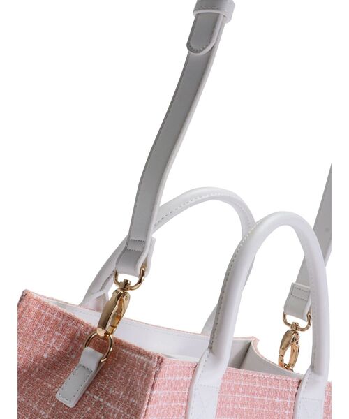 CALNAMUR（カルナムール）の「TWEED LOGO BAG（ハンドバッグ・レディース・ブラック/ピンク/ホワイト・FREE）」の10枚目の写真