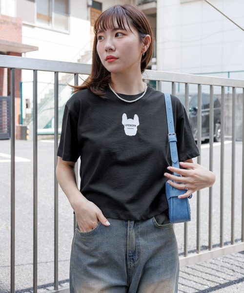 LIFE WORK（ライフワーク）の「LIFEWORK／Frigure シルエットT（Tシャツ/カットソー・レディース・ブラック/ホワイト/ピンク/ベージュ・X-SMALL/SMALL）」の3枚目の写真