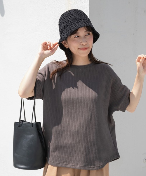 URBAN RESEARCH DOORS(アーバンリサーチドアーズ)の「『UVカット』コットンリネン針抜きプルオーバー(Tシャツ/カットソー・レディース・パープル/ホワイト系その他/グリーン系その他/チャコールグレー・MEDIUM)」の9枚目の写真