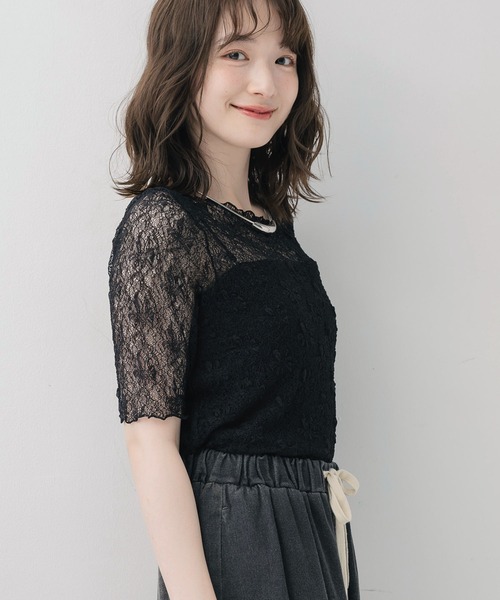 RETRO GIRL（レトロガール）の「レーストップス（Tシャツ/カットソー・レディース・レッド/ブラック/ナチュラル・FREE）」の7枚目の写真