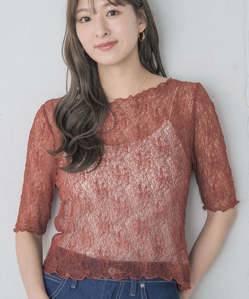 RETRO GIRL（レトロガール）の「レーストップス（Tシャツ/カットソー・レディース・レッド/ブラック/ナチュラル・FREE）」の14枚目の写真