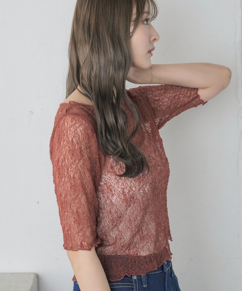 RETRO GIRL（レトロガール）の「レーストップス（Tシャツ/カットソー・レディース・レッド/ブラック/ナチュラル・FREE）」の13枚目の写真