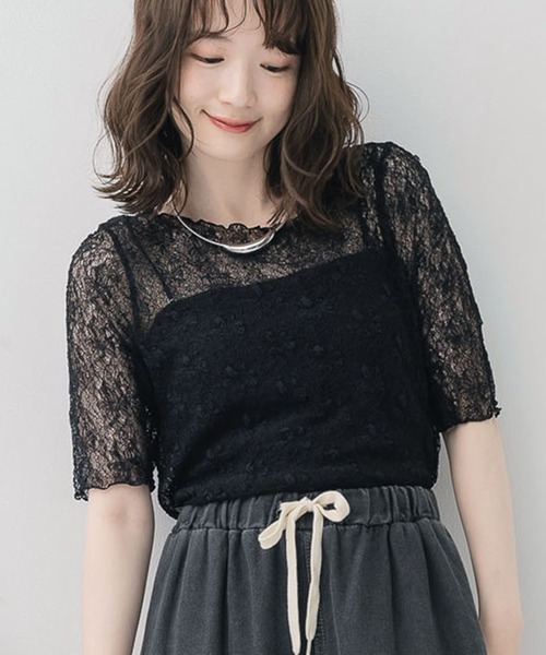 RETRO GIRL（レトロガール）の「レーストップス（Tシャツ/カットソー・レディース・レッド/ブラック/ナチュラル・FREE）」の4枚目の写真