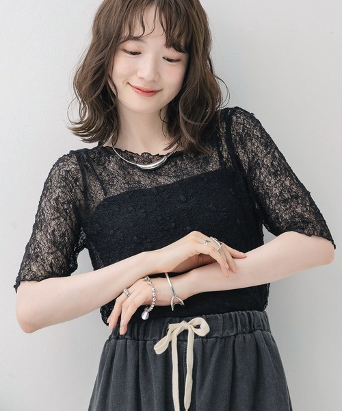 RETRO GIRL（レトロガール）の「レーストップス（Tシャツ/カットソー・レディース・レッド/ブラック/ナチュラル・FREE）」の5枚目の写真