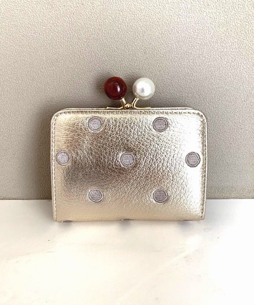 Q（キュー）の「ドットウォレット（コインケース・レディース・ブルー/ゴールド・ONE SIZE）」の2枚目の写真