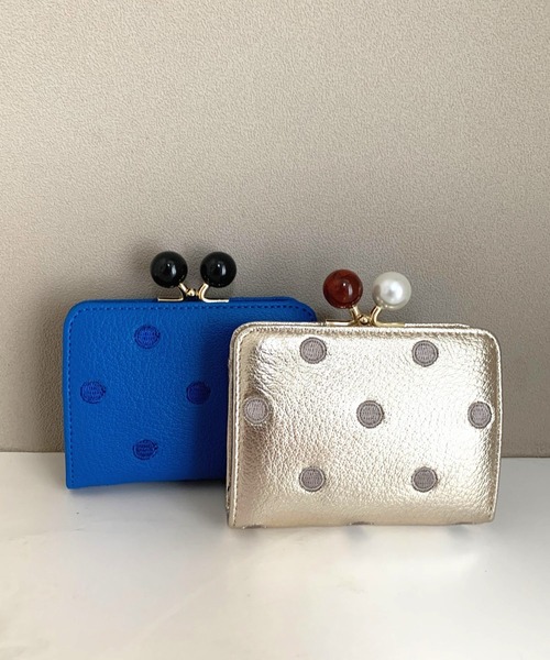 Q（キュー）の「ドットウォレット（コインケース・レディース・ブルー/ゴールド・ONE SIZE）」の6枚目の写真
