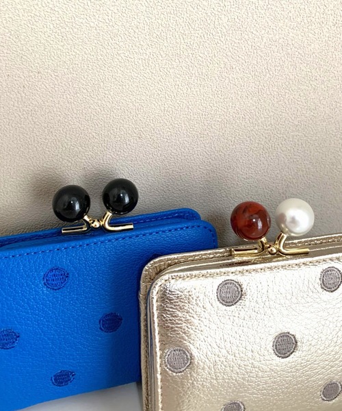 Q（キュー）の「ドットウォレット（コインケース・レディース・ブルー/ゴールド・ONE SIZE）」の5枚目の写真