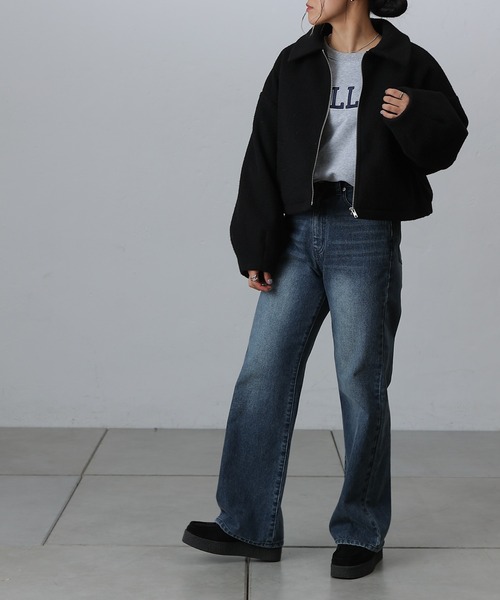 COLONY 2139（コロニートゥーワンスリーナイン）の「フェイクウールモッサボリューム袖ショートブルゾン（ブルゾン・レディース・ブラック/チャコールグレー/グレイッシュベージュ・FREE）」の7枚目の写真