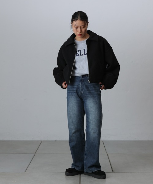 COLONY 2139（コロニートゥーワンスリーナイン）の「フェイクウールモッサボリューム袖ショートブルゾン（ブルゾン・レディース・ブラック/チャコールグレー/グレイッシュベージュ・FREE）」の8枚目の写真