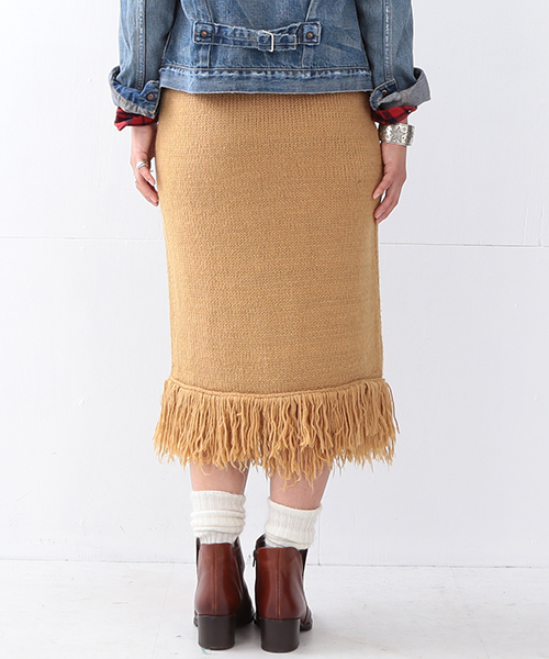 Ray BEAMS（レイビームス）の「Ray BEAMS / フリンジ ヘム ニット スカート（スカート・レディース・ブラウン系その他/ネイビー・1/0）」の14枚目の写真