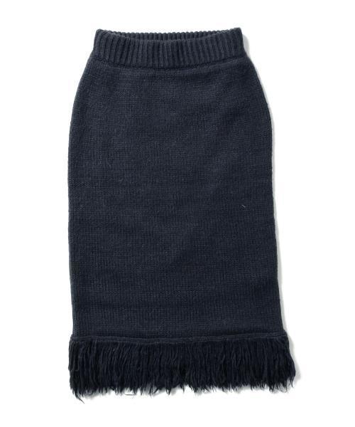 Ray BEAMS（レイビームス）の「Ray BEAMS / フリンジ ヘム ニット スカート（スカート・レディース・ブラウン系その他/ネイビー・1/0）」の3枚目の写真