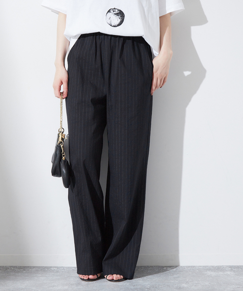 journal standard L'essage（ジャーナルスタンダードレサージュ）の「《追加2》綿麻イージーフレアパンツ（スラックス・レディース・ネイビー/ブラック/カーキ・38/36）」の3枚目の写真