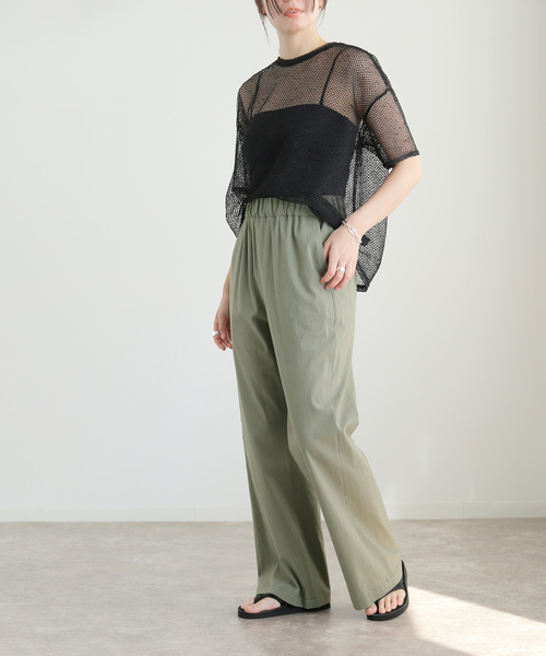 journal standard L'essage（ジャーナルスタンダードレサージュ）の「《追加2》綿麻イージーフレアパンツ（スラックス・レディース・ネイビー/ブラック/カーキ・38/36）」の2枚目の写真