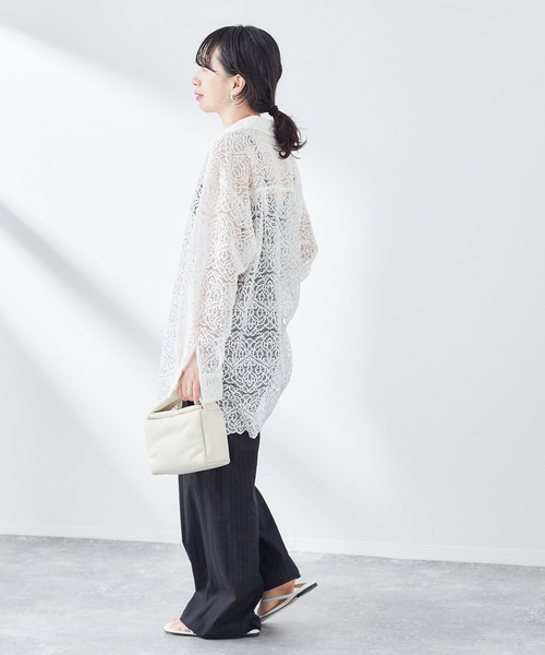 journal standard L'essage（ジャーナルスタンダードレサージュ）の「《追加2》綿麻イージーフレアパンツ（スラックス・レディース・ネイビー/ブラック/カーキ・38/36）」の16枚目の写真