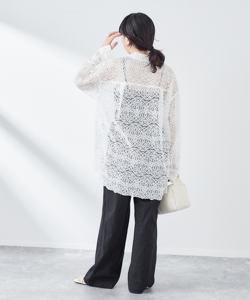 journal standard L'essage（ジャーナルスタンダードレサージュ）の「《追加2》綿麻イージーフレアパンツ（スラックス・レディース・ネイビー/ブラック/カーキ・38/36）」の17枚目の写真