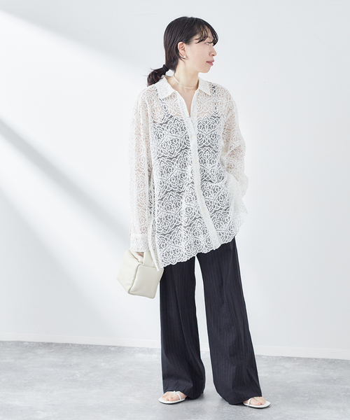 journal standard L'essage（ジャーナルスタンダードレサージュ）の「《追加2》綿麻イージーフレアパンツ（スラックス・レディース・ネイビー/ブラック/カーキ・38/36）」の18枚目の写真